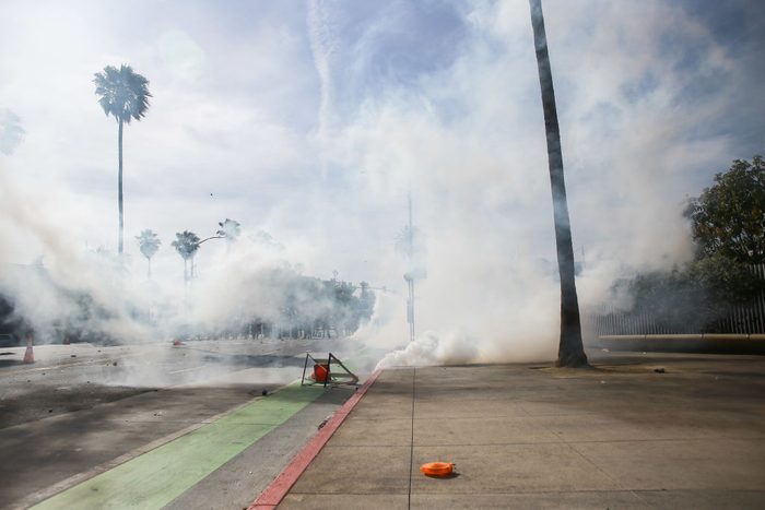 tear gas filling the streets in santa monica california