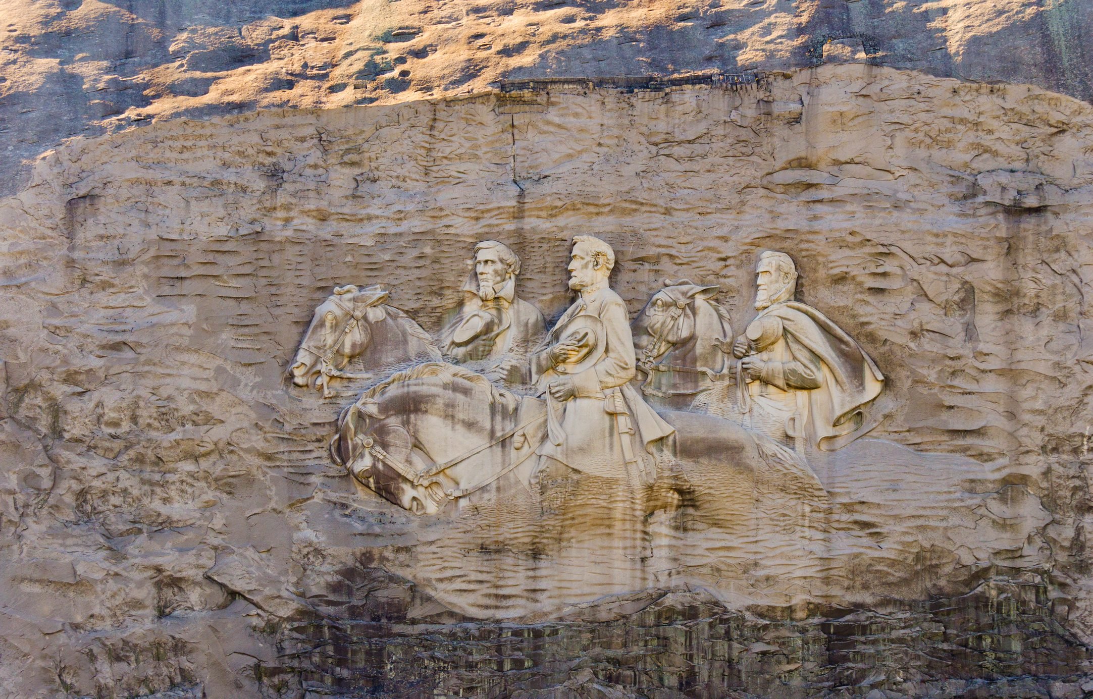 USA, Georgia, Stone Mountain, Bas-relief representing Confederate leaders