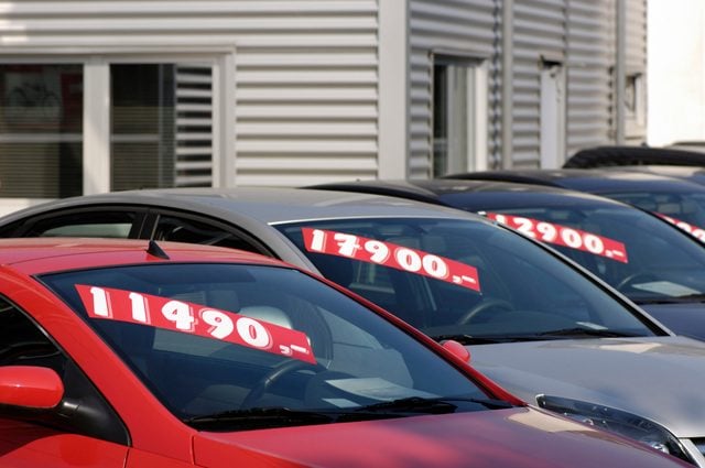 Row of pre-owned cars for sale