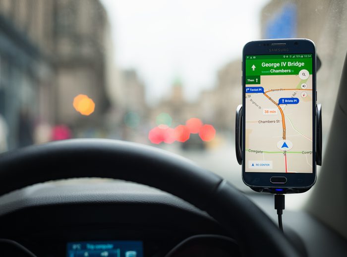 Google Maps Navigation on a Samsung S6 smartphone