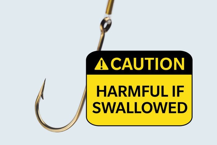 fish hook. caution: harmful if swallowed