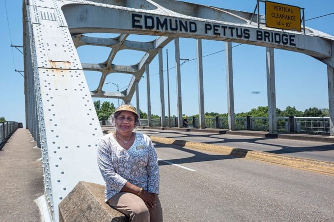 Dianne Harris and the famous bridge in Selma, Alabama
