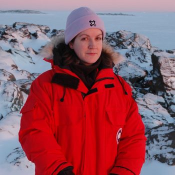 Rachael Robertson standing in Antacrtica