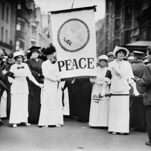 Chief Marshall Portia Willis and other Participants of Women's Peace Parade shortly after Start of World War I, Fifth Avenue, New York City, August 29, 1914