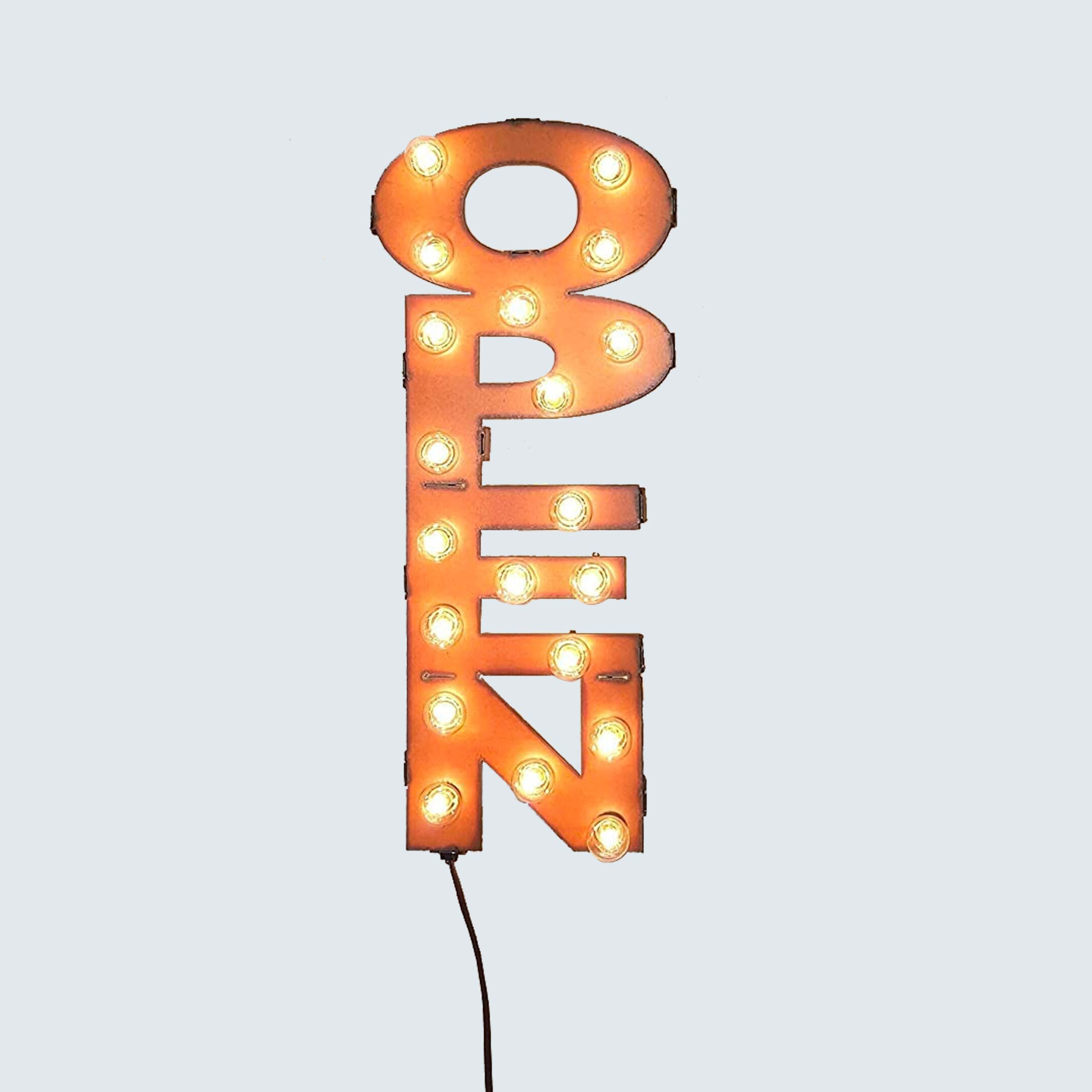 Vintage-inspired "OPEN" neon sign