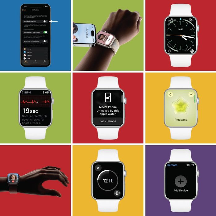 Hidden Apple Watch feature 3x3 grid on multicoloured backgrounds