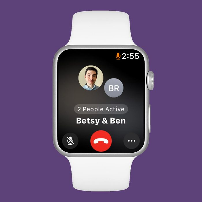 Hidden Apple Watch feature Group FaceTime on a purple background