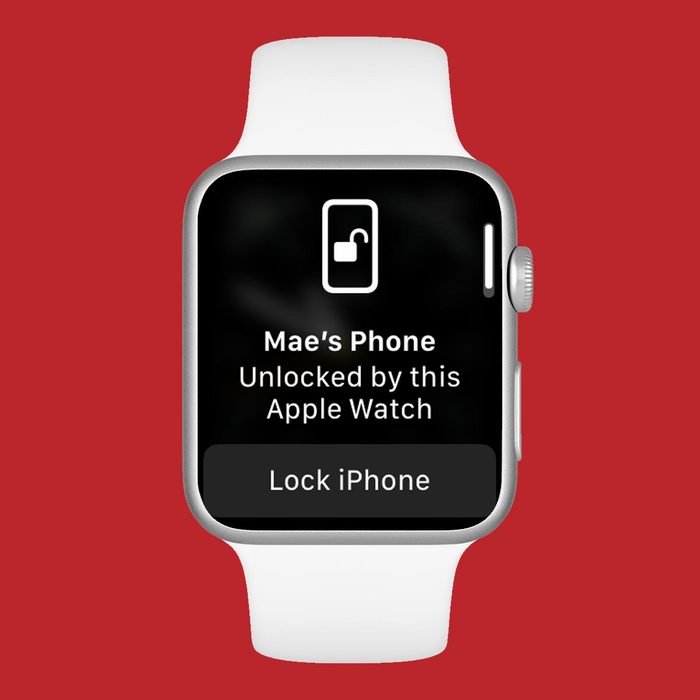 Hidden Apple Watch feature unlock Mac or iPhone on a red background