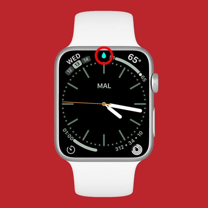 Hidden Apple Watch feature Water lock technology on a red background