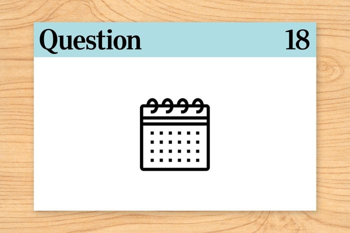 question 18 brain teaser. calendar icon.