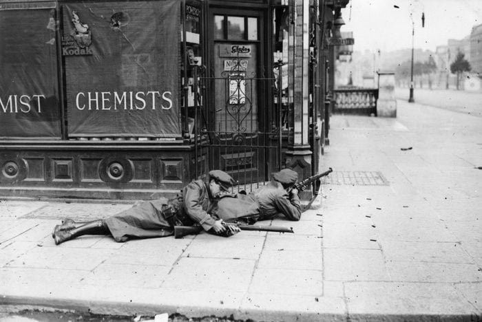 Free State Army snipers at the corner of Henry Street during the Irish Civil War