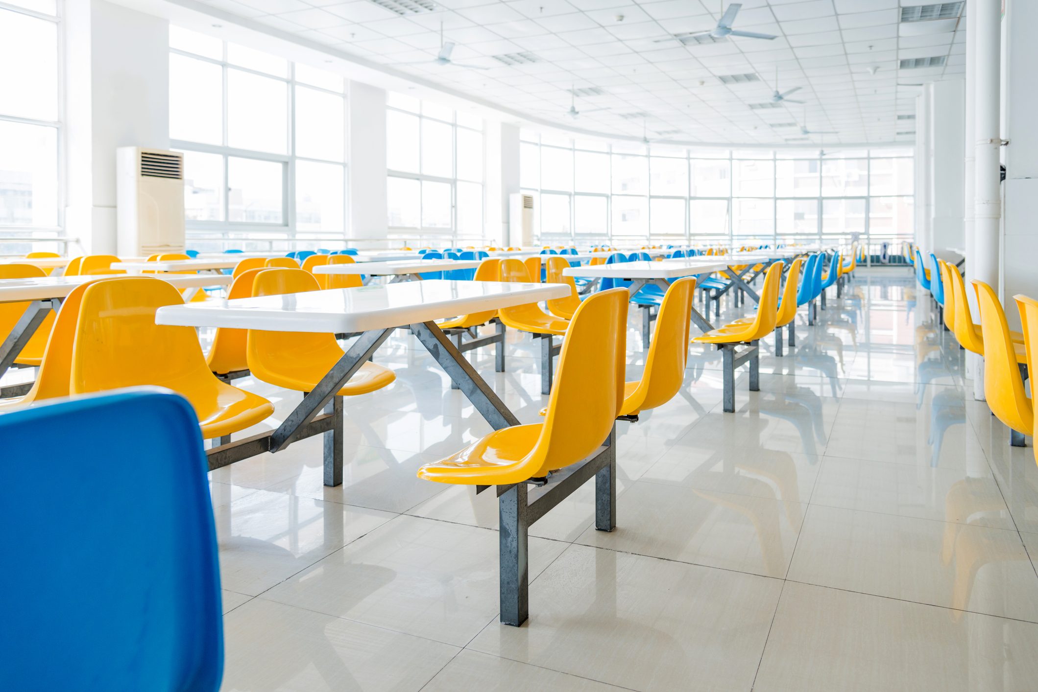 Empty school cafeteria