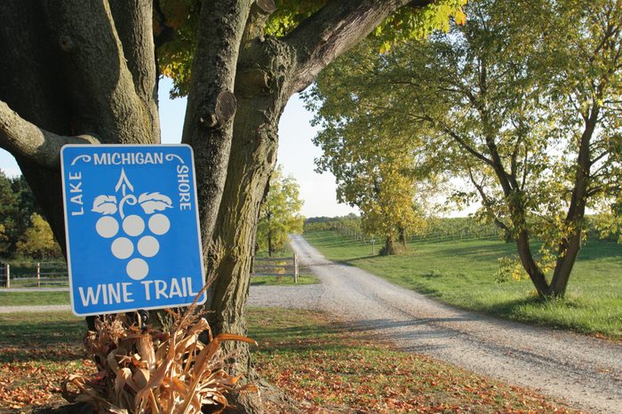 Lake Michigan Shore Wine Trail sign.