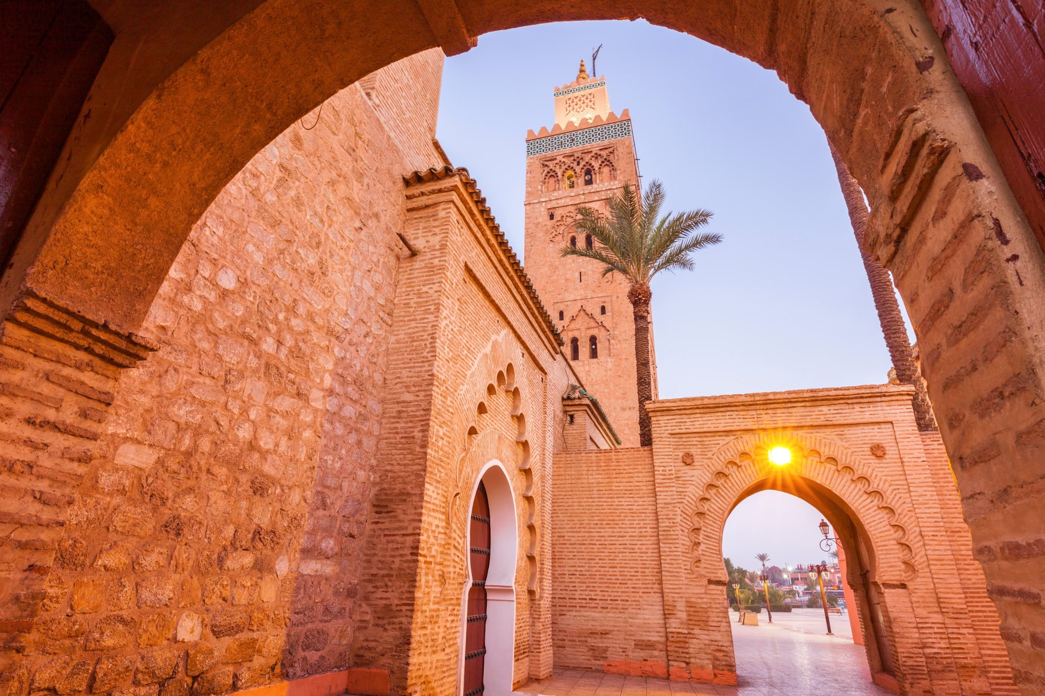 Low angle view of Koutoubia Mosque in Marrakesh, Morocco