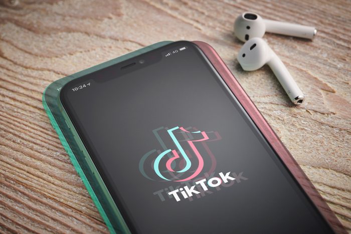 Tik Tok logo on a a phone with special effect