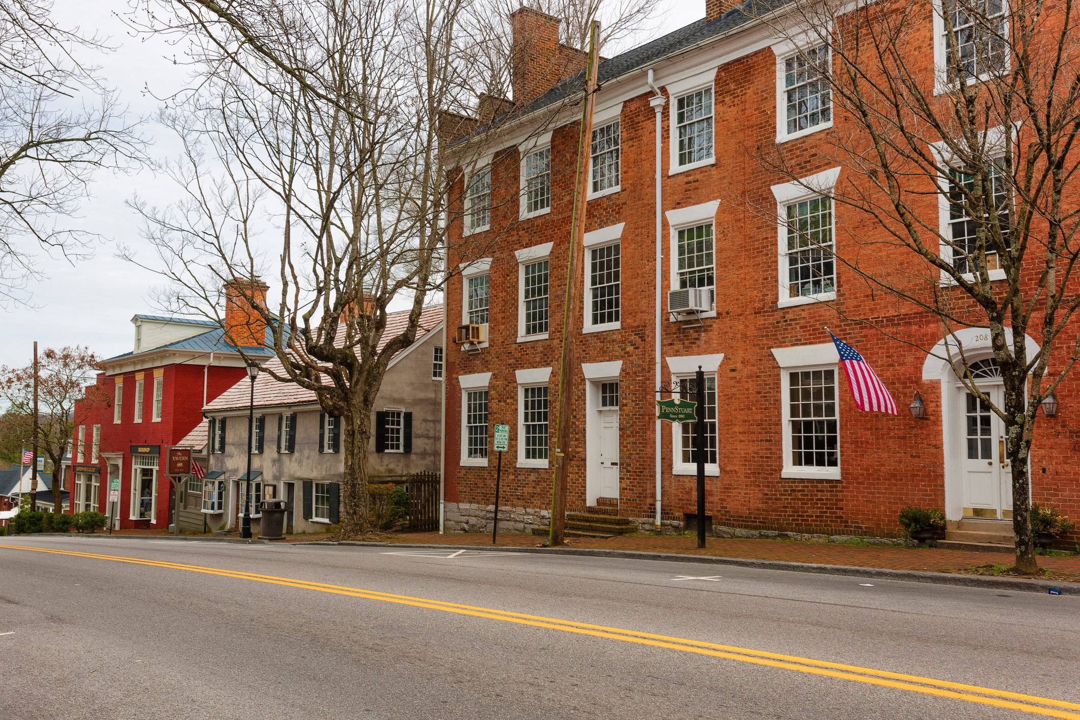 Coronavirus deserted streets of historical District in Abingdon, Virginia