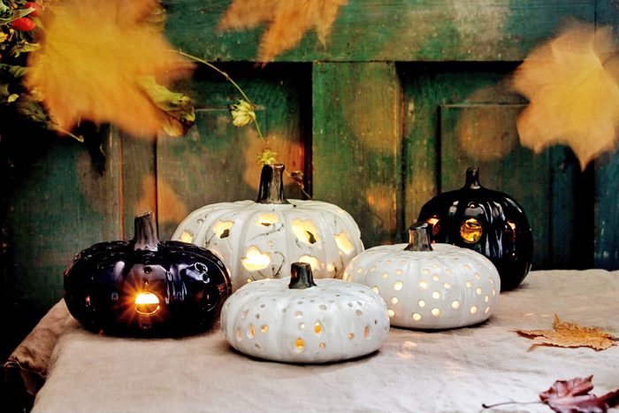 Spotted and painted halloween pumpkin decorations