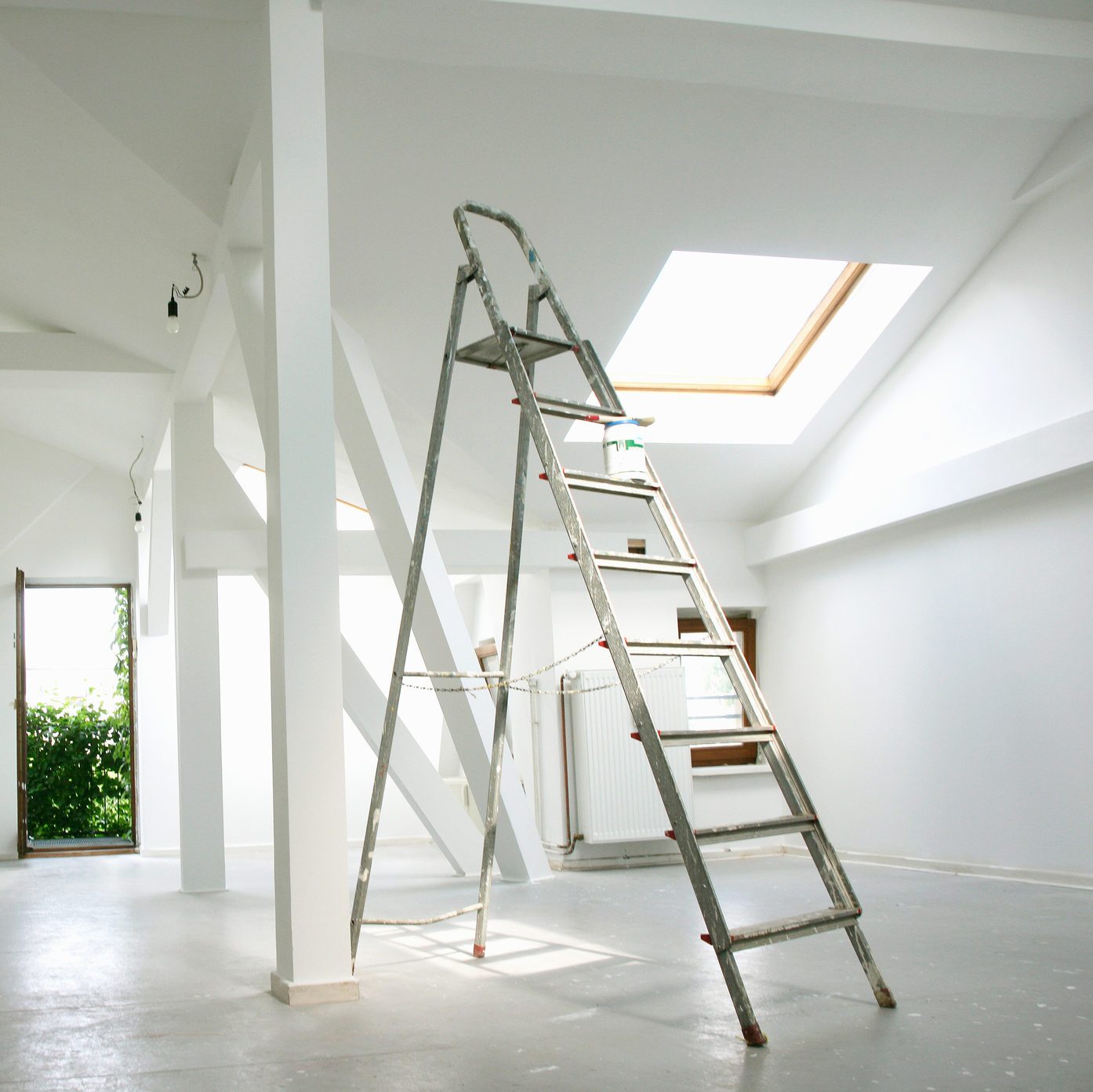 Metal ladder in empty house