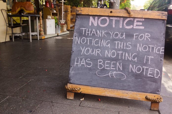 Notice: Thank you for noticing this notice.