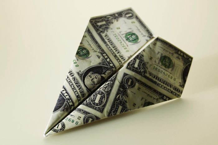 Paper Airplane Made of American Currency