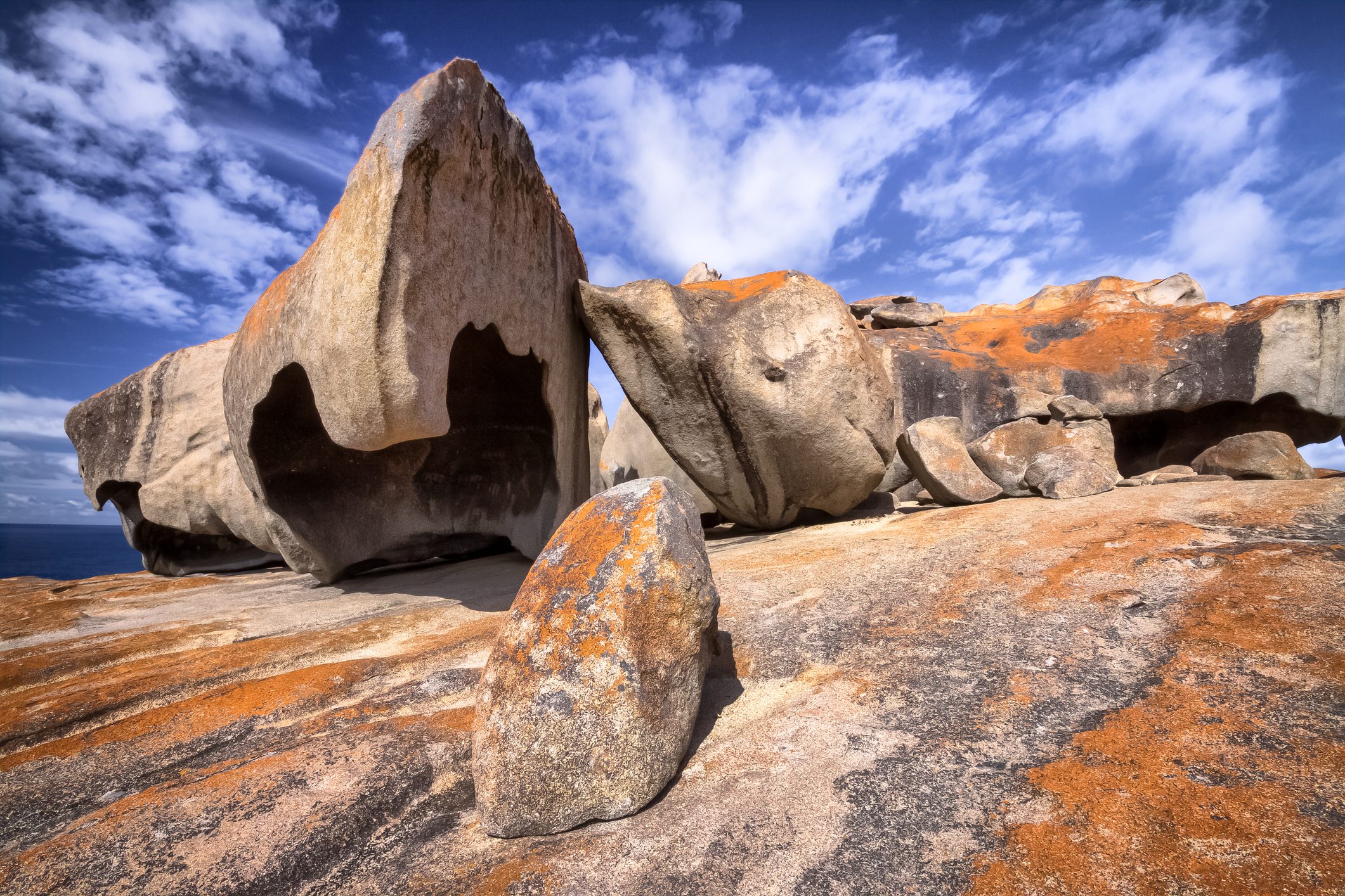 Remarkable rocks with blue and white sky, impressive landmark on Kangaroo Island