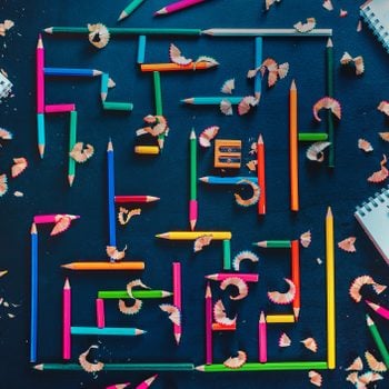 maze of colorful pencils
