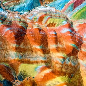 Colorful pattern on rainbow mountains