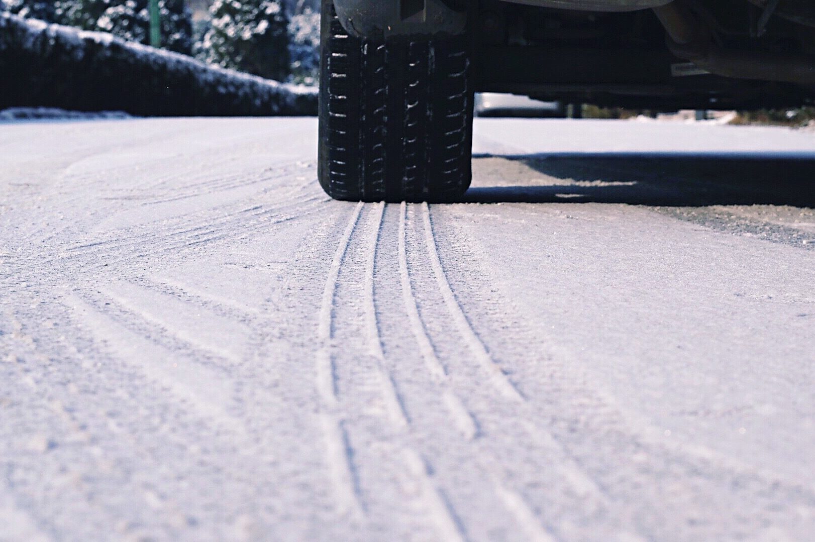 Surface Level Of Tire Tracks On Snow