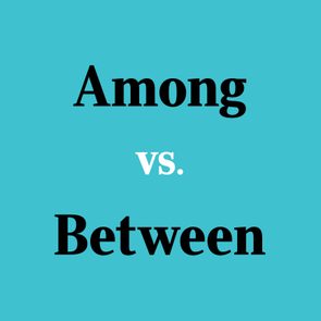 among vs between text on blue background
