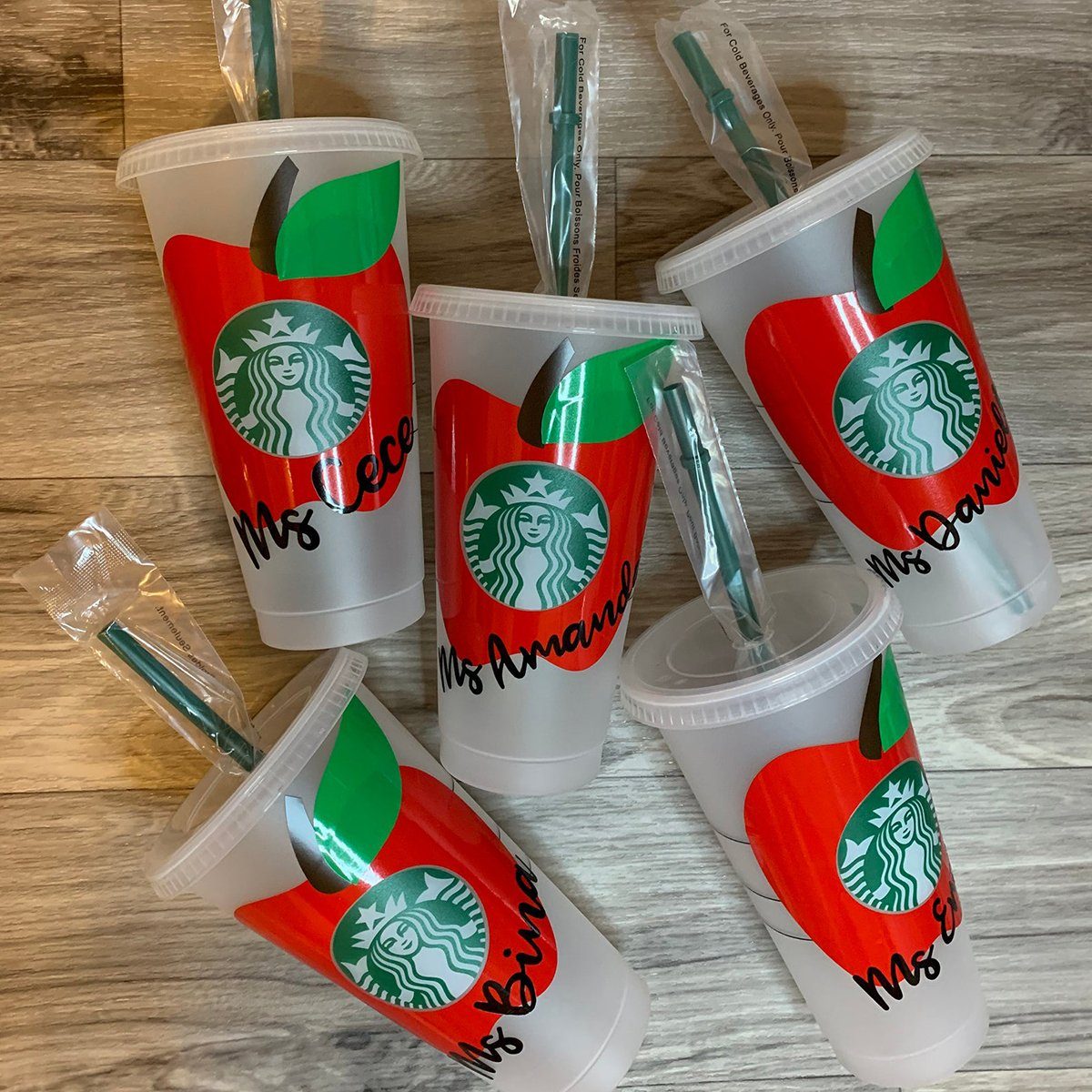 Apple Teacher Reusable Starbucks Cold Cups