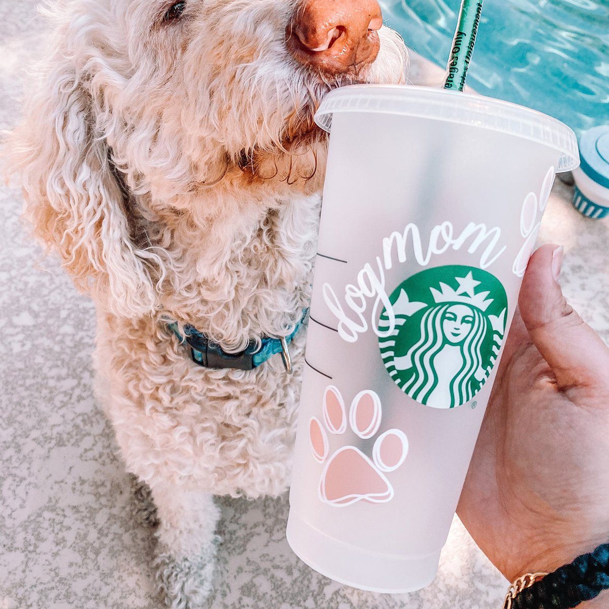 Dog Mom Starbucks Cold Cup | Paw Print Vinyl Coffee Cup | Hand Drawn Paws Starbucks Cold Mug | Gifts for Her | Hand Drawn