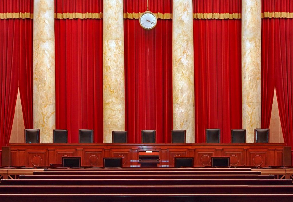 Court room interior at the United States Supreme Court