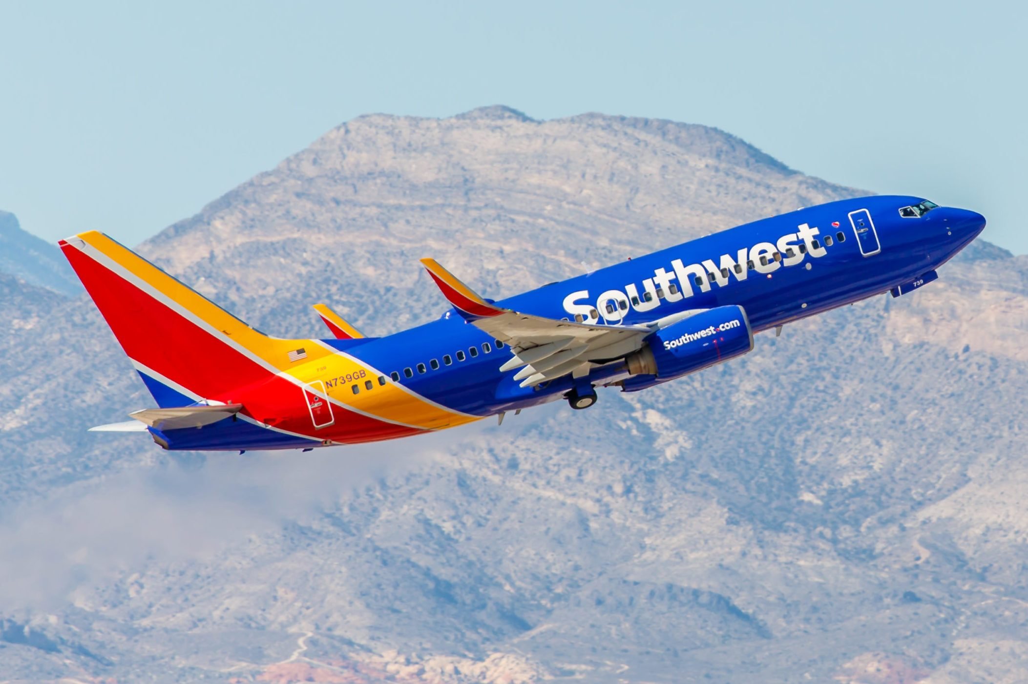Boeing 737 Southwest Airlines takes off from McCarran International Airport