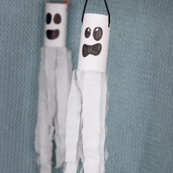 Ghost Windsock Toilet Paper Roll Halloween Craft for Kids