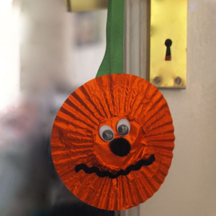 Cupcake Wrapper Pumpkin Door Hanger Halloween Kids Craft