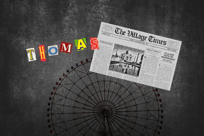 Ferris Wheel With Newspaper Cutout With Text Thomas