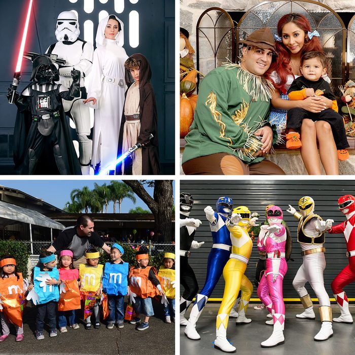 Group Halloween Costumes Grid Collage