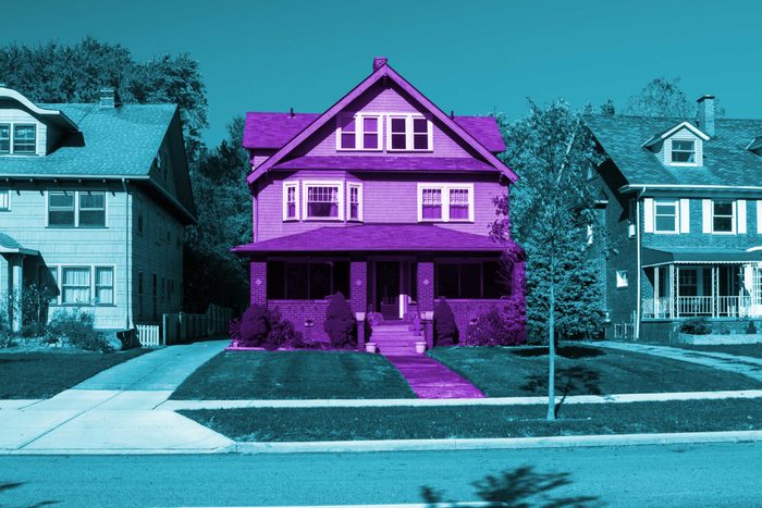 Neighborhood with one house colored
