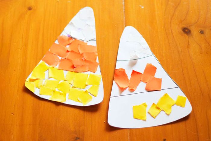Scrap Paper Candy Corn Halloween Kids Craft