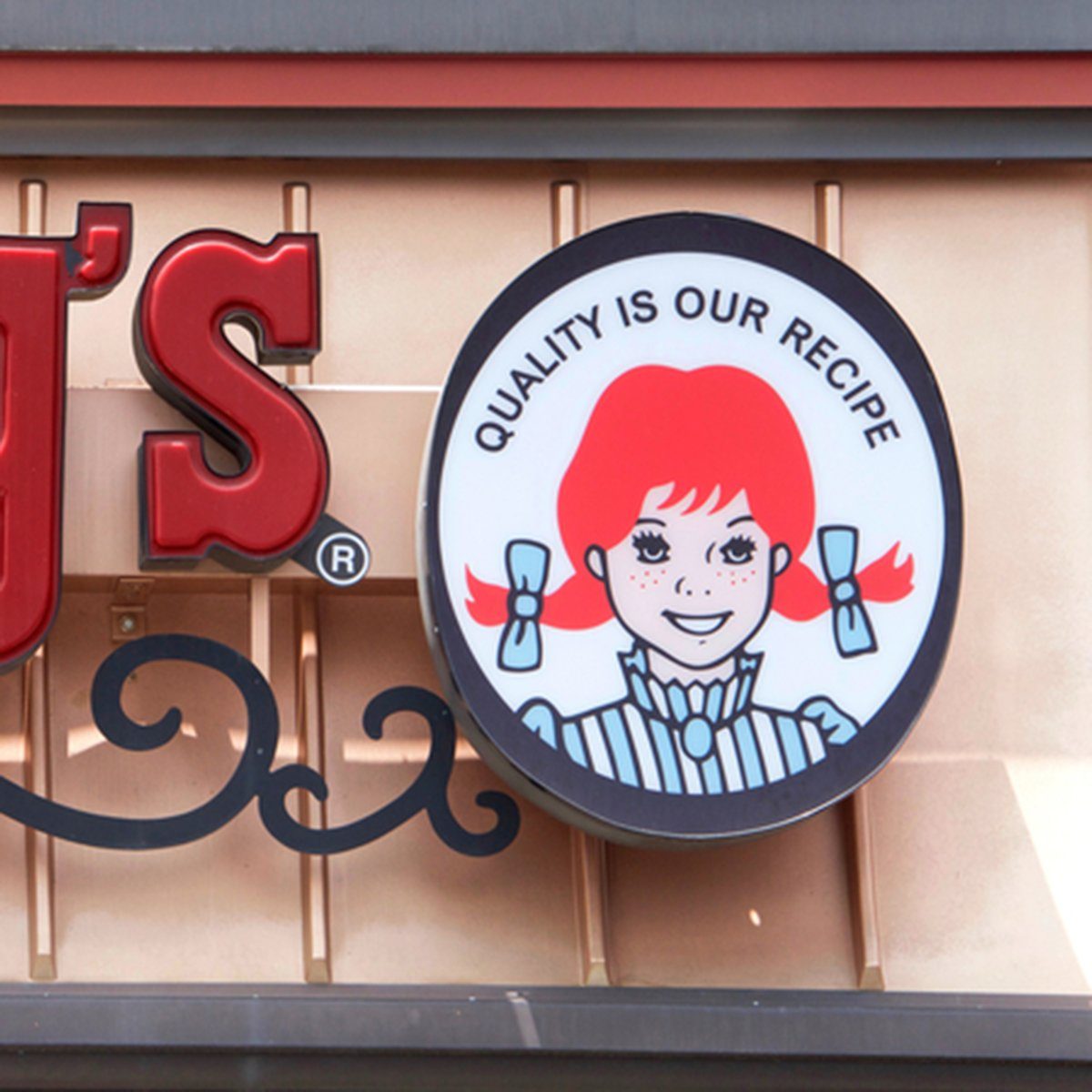 Close up on Wendys fast food sign.