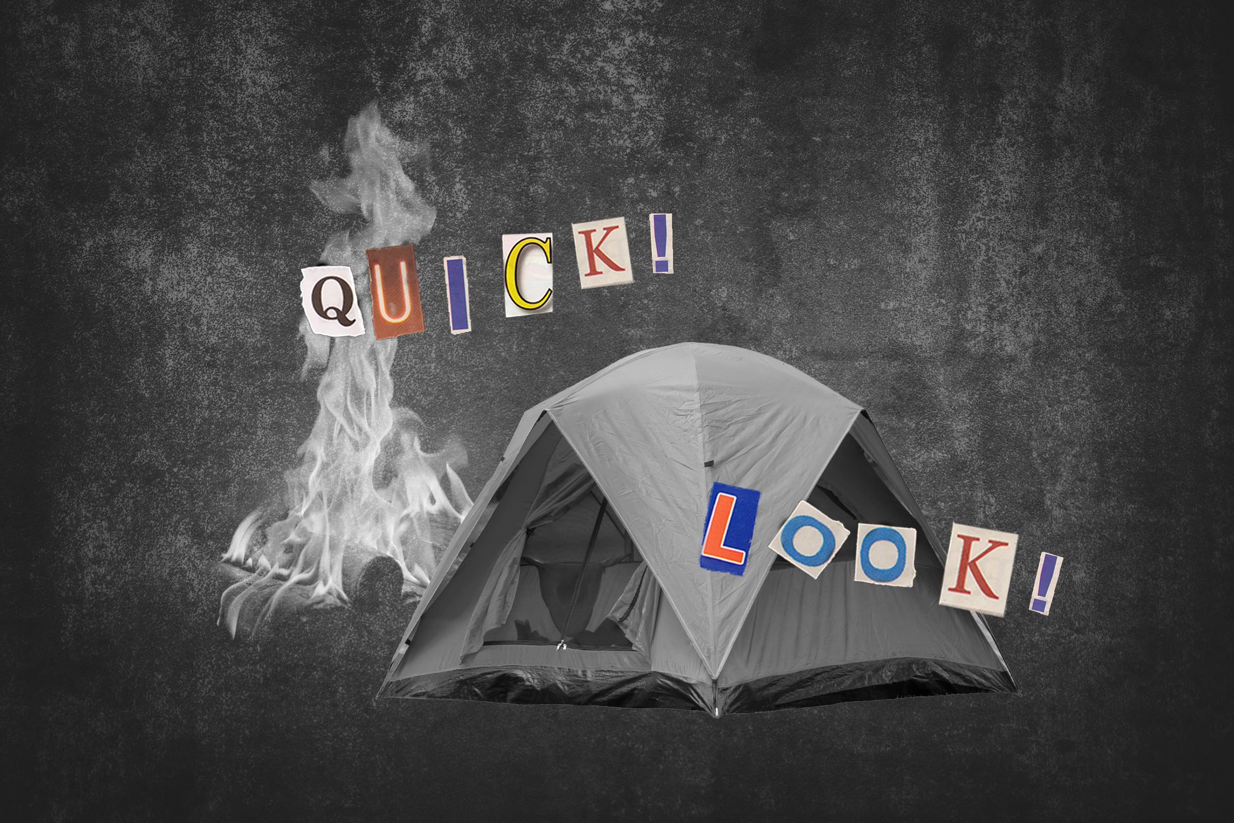 Tent And Campfire With Text Quick, Look