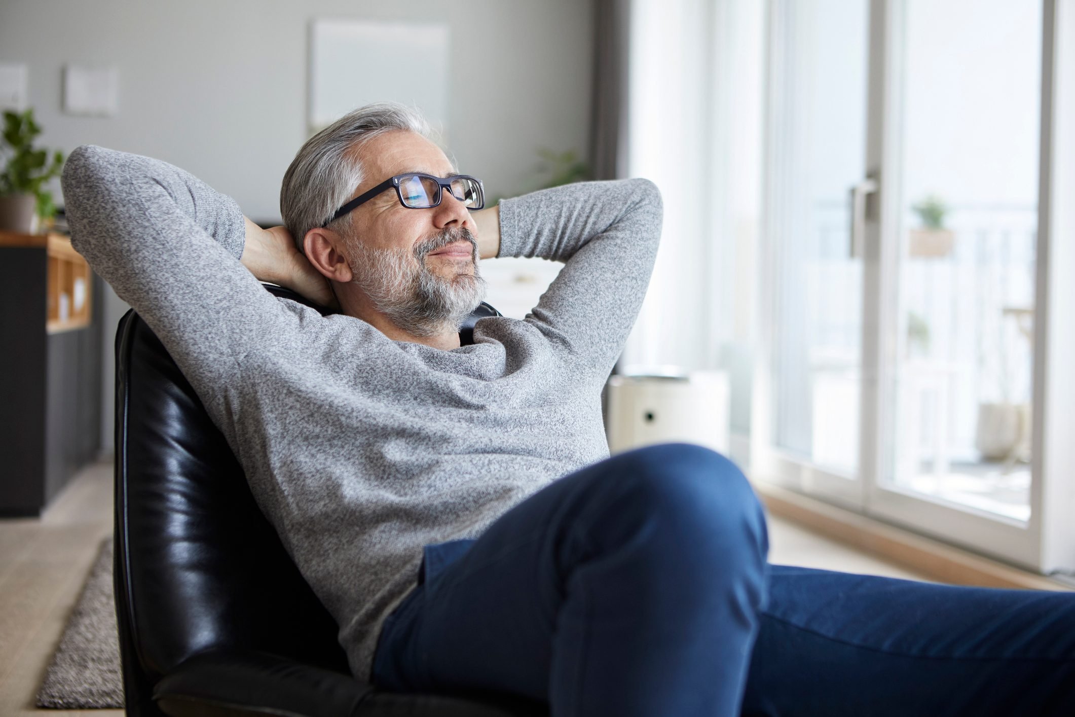 Portrait of mature man relaxing at home