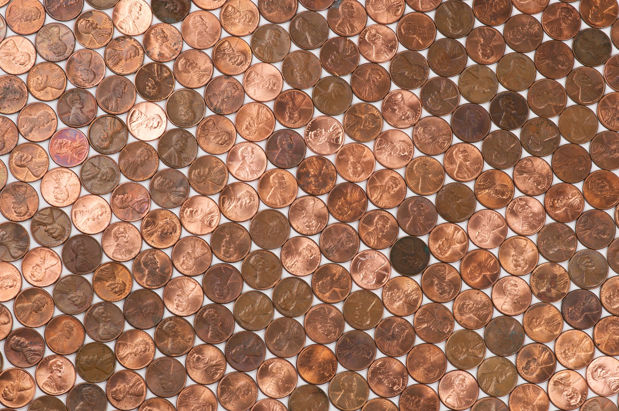 American Penny Coin Full Frame Background Flat