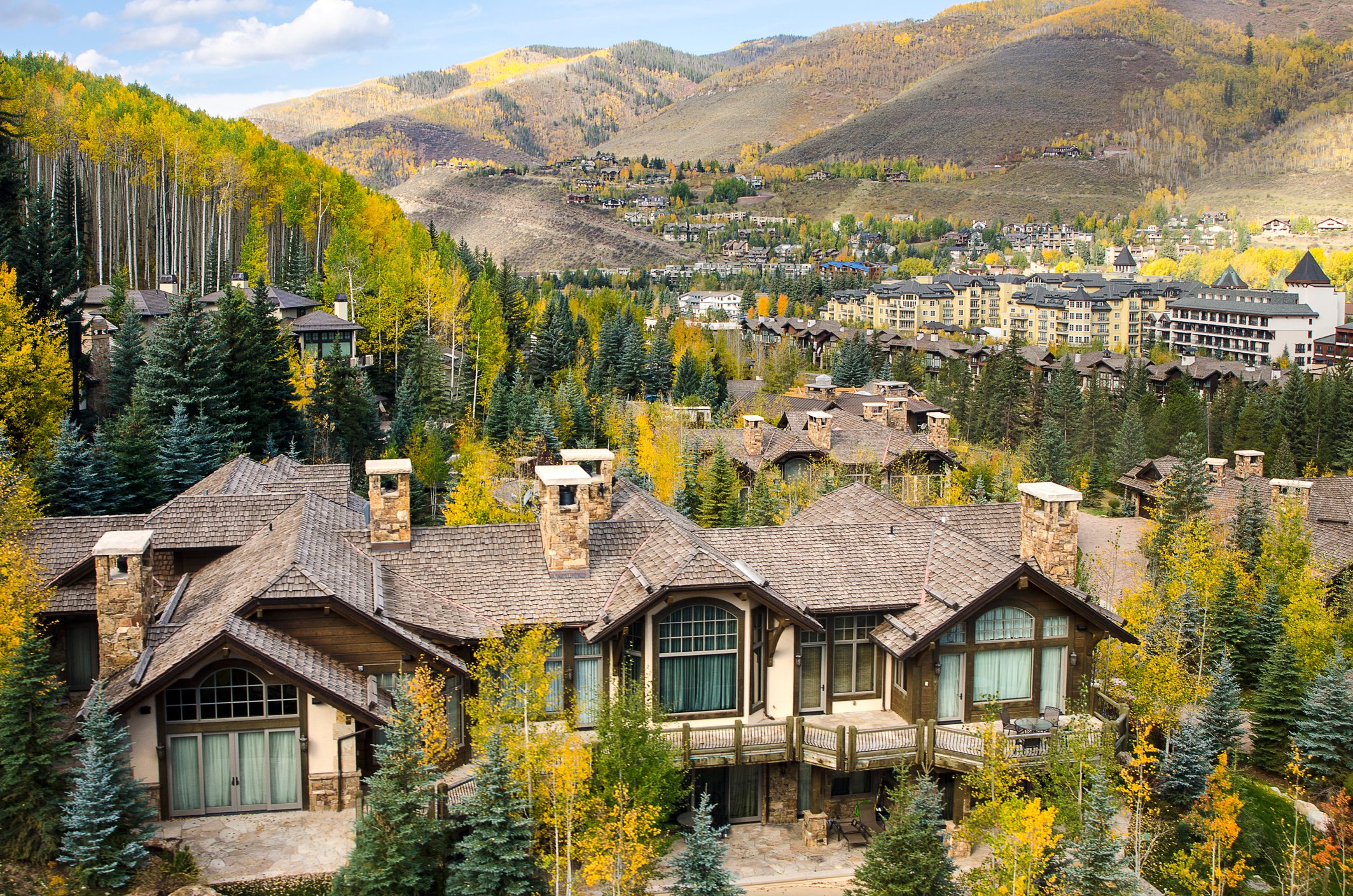 Mountain Resort Village of Vail, Colorado in the Rocky Mountains