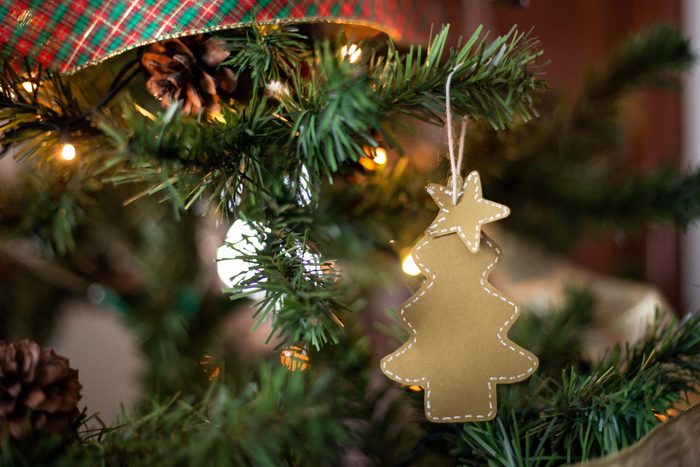 Handmade Christmas ornament hanging on the Christmas tree