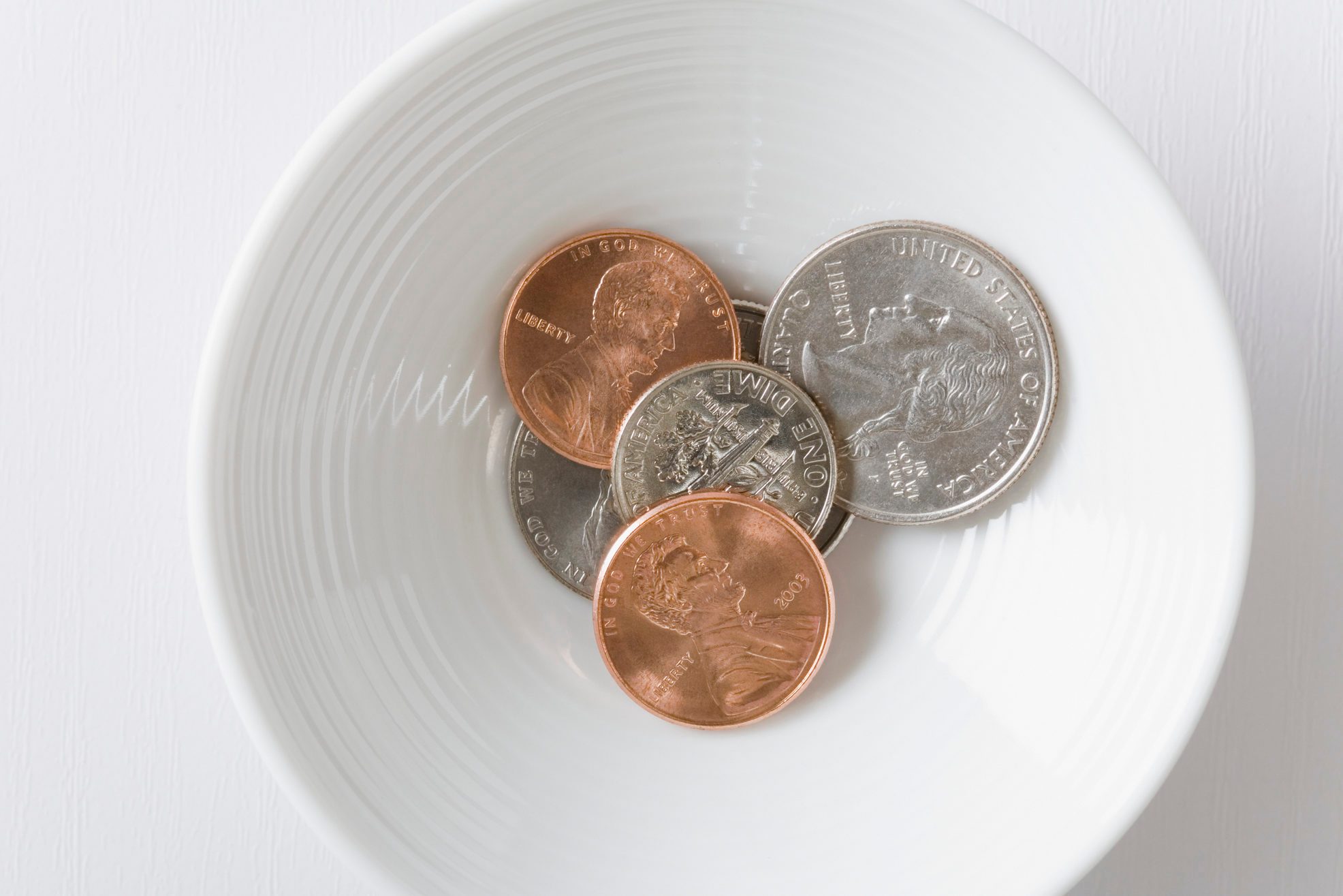 Coins in bowl