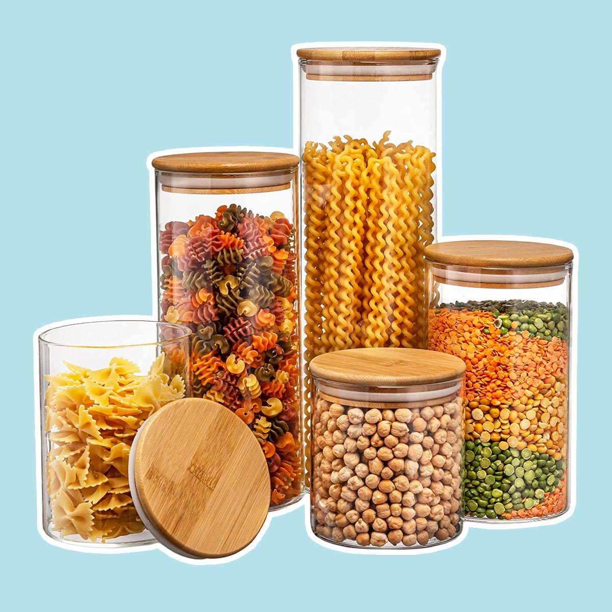 glass canisters with airtight bamboo lids