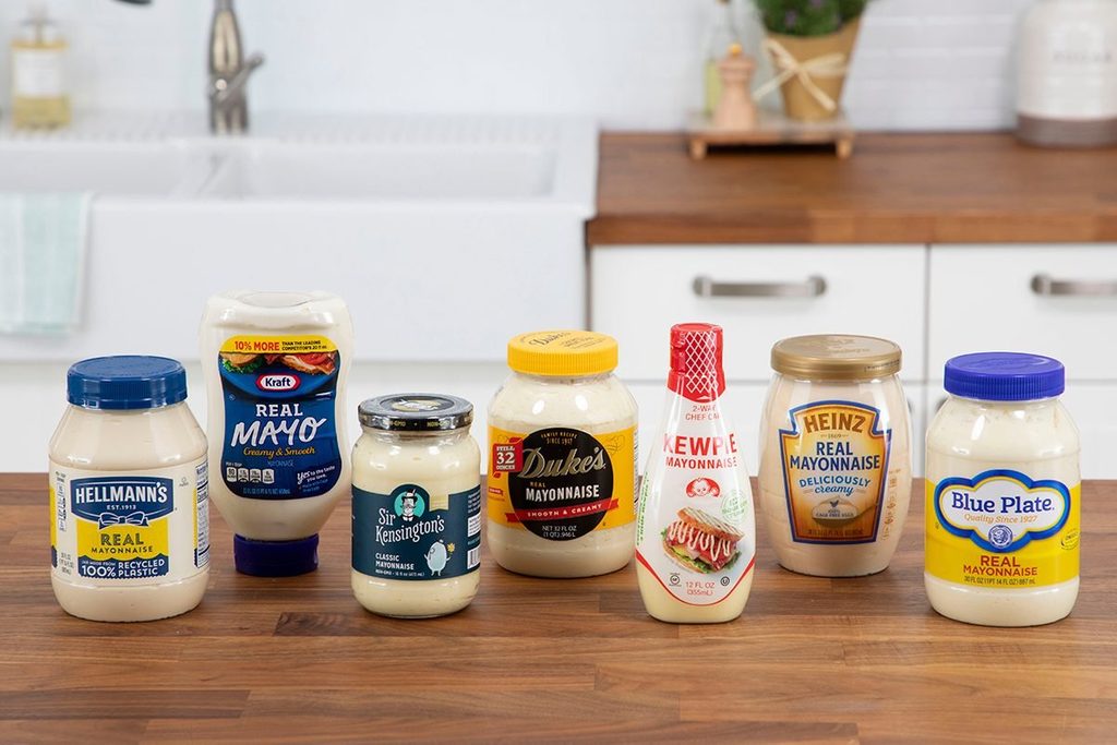 mayo brands on a kitchen counter