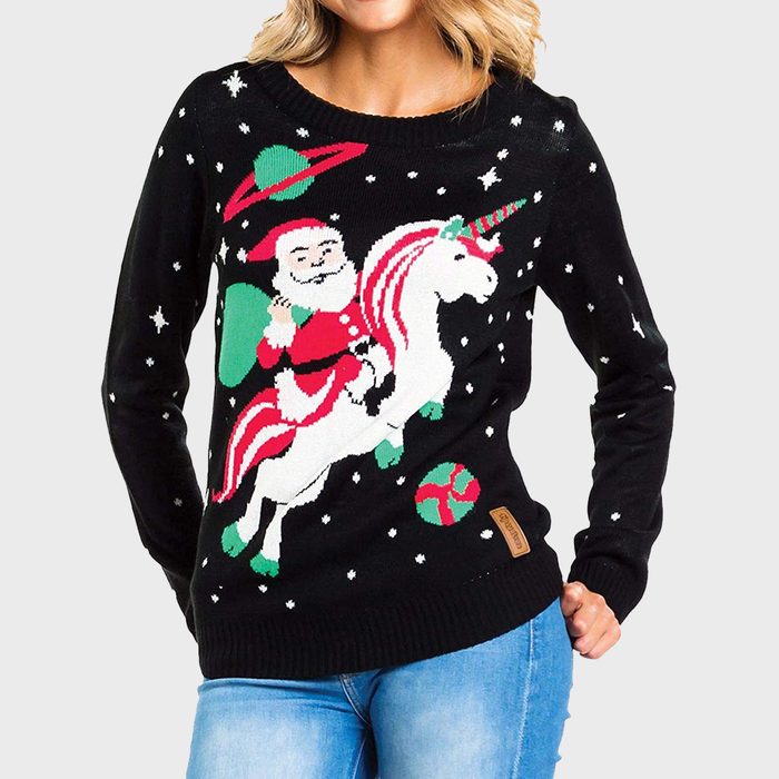 Tipsy Elves Santa Unicorn Christmas Sweater