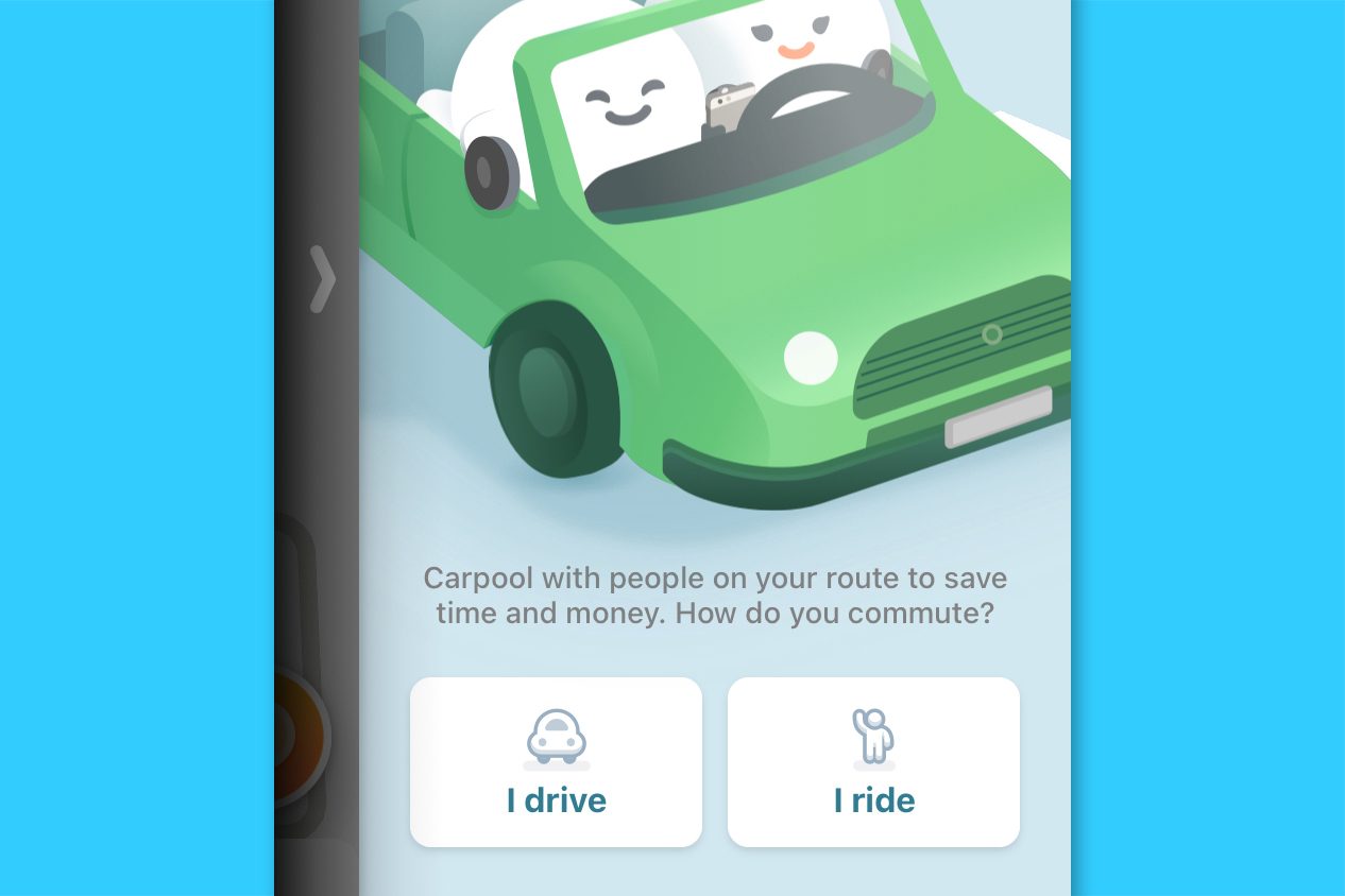 waze screenshot - carpool options